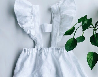 Dawn skirt pinafore frill ruffle straps flower girl baptism white toddler outfit woodland skirt folk back to school Christmas girls gift