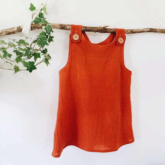 Pinafore Dress Overall Orange Rust Summer Beach Dress Pinnies Girls Flowy  Dashesoflove - Etsy