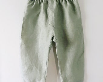 Linen wedding pageboy pants sage green natural minimalist woodland cottagecore flax linen