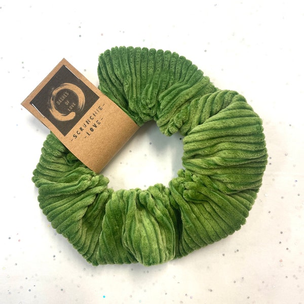Corduroy Apple green scrunchie hair tie   nature cottagecore photo prop  hair accessory hair tie minimalist 90’s