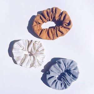 SCRUNCHIE gift pack set of 3 striped linen SCRUNCHIE tween gift idea girls stocking stuffers hamper gift