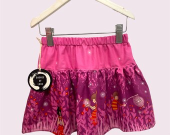 Jupe virevoltant pour fille en coton rose lucioles pour la rentrée des classes, vêtements pour tout-petits, jupe enfant, cadeau pour nièce