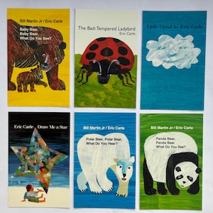 May include: Six children's books with colorful illustrations. Titles include "Baby Bear, Baby Bear, What Do You See?", "The Bad-Tempered Ladybird", "Little Cloud", "Draw Me a Star", "Polar Bear, Polar Bear, What Do You Hear?", and "Panda Bear, Panda Bear, What Do You See?"