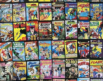 May include: A collection of vintage comic books featuring various superheroes and titles. The covers display vibrant colors and classic comic book art, including characters like Batman, Superman, and Wonder Woman.