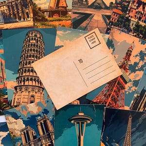 World Architektur Postkarte Lucky Dip: Wählen Sie 10 oder 20| Grafische Kunstdrucke | Kultige Gebäude | Berühmte Brücken | Geschenk | Scrapbooking| Basteln