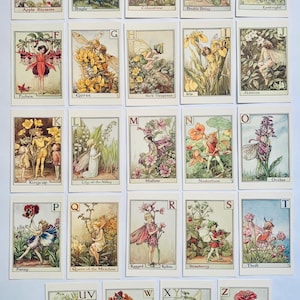 Cartoline dell'alfabeto delle fate dei fiori dalla A alla Z/ Set completo/ Asilo nido vintage/ Stampa artistica/ Cicely Mary Barker/ Artigianato/ Arte murale/ Set regalo
