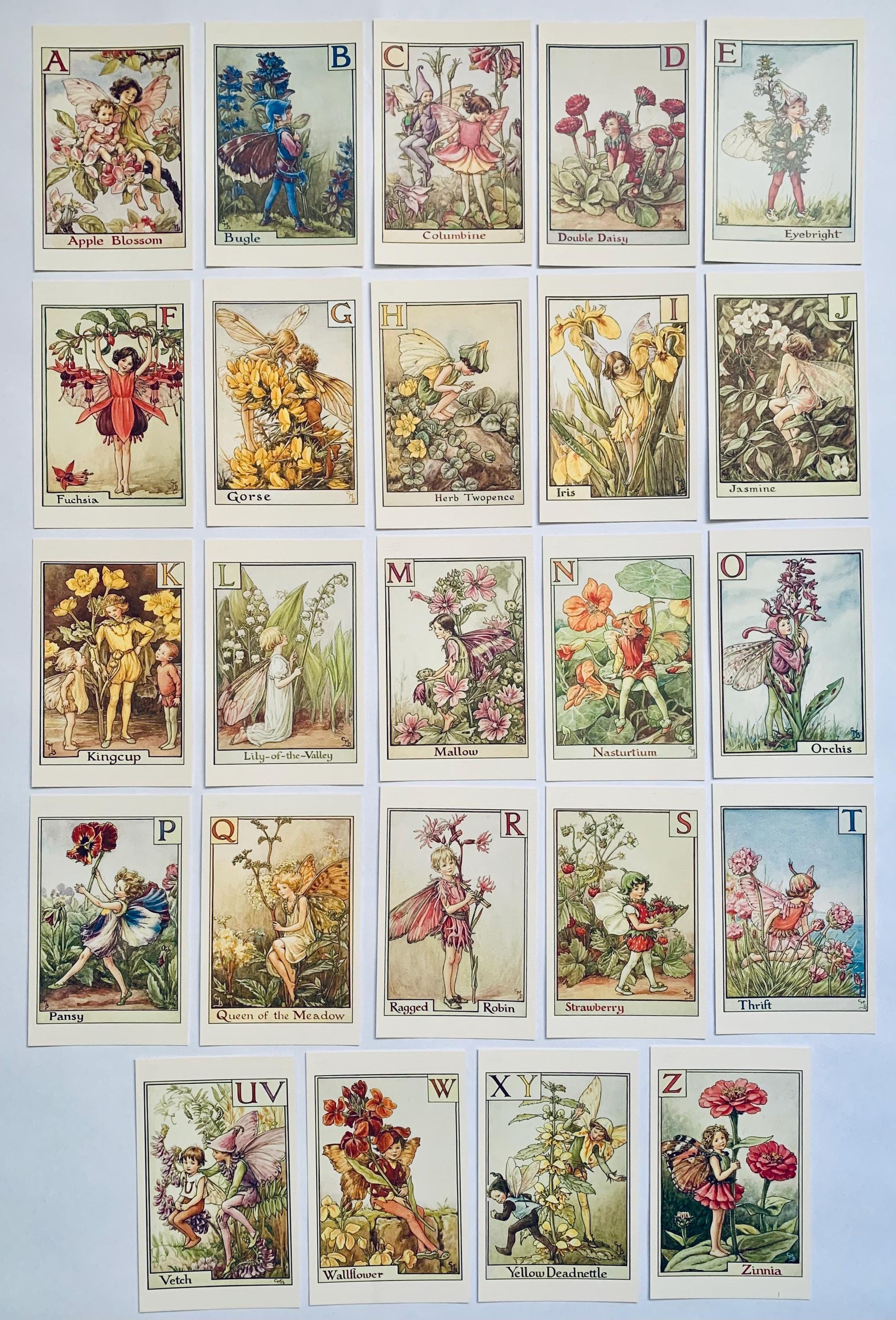 Blumen Feen Alphabet Postkarten: Wählen Sie Ihre eigenen Buchstaben | A-Z | Cicely Mary Barker| Baby Namen | Kinderzimmer Dekor | Kunsthandwerk| Wandkunst | Zeitschrift