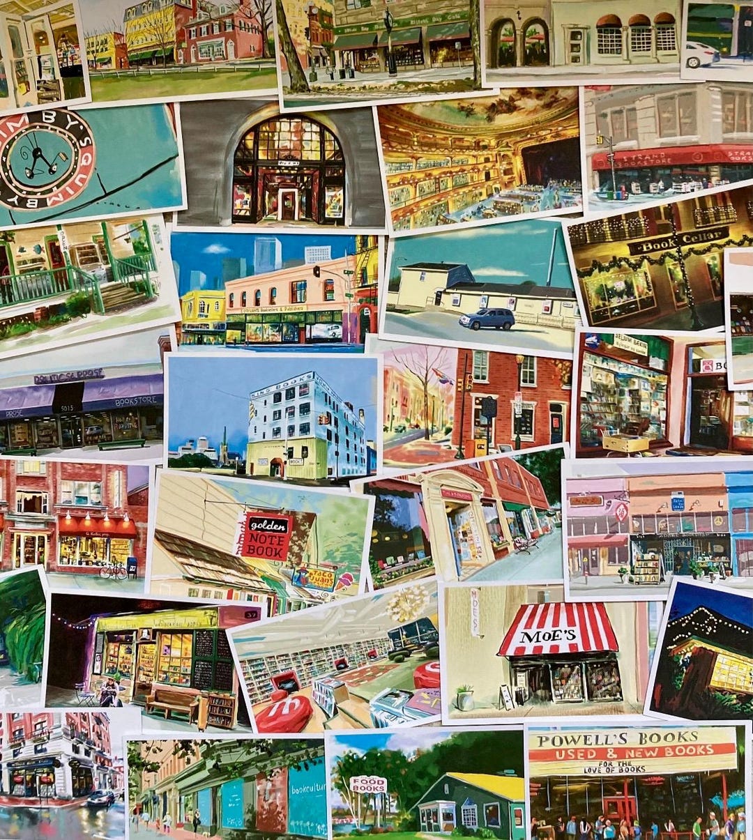 Bookstore Art Postcards: Illustrated Art Book-lover Prints - LUCKY DIP ...