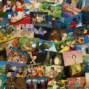 May include: A collage of images featuring characters and scenes from various Studio Ghibli films, including Totoro, Spirited Away, Kiki's Delivery Service, and Princess Mononoke.