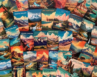 USA Nationalparks Wandkunst, Lucky Dip: Wählen Sie 10 oder 20 | Grafische Kunstdrucke | Natur| Fernweh| Amerika| Geschenk | Scrapbooking| Kunsthandwerk| Dekor