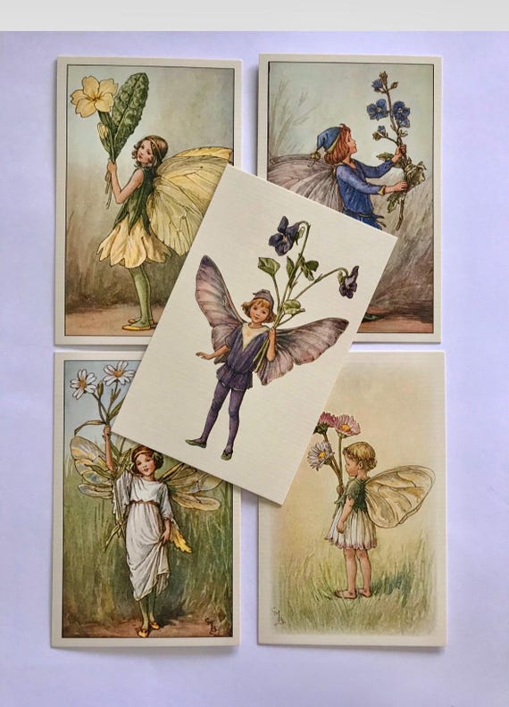 Flower Fairies Postcard Set: Spring/summer Vintage Style Fairy Art