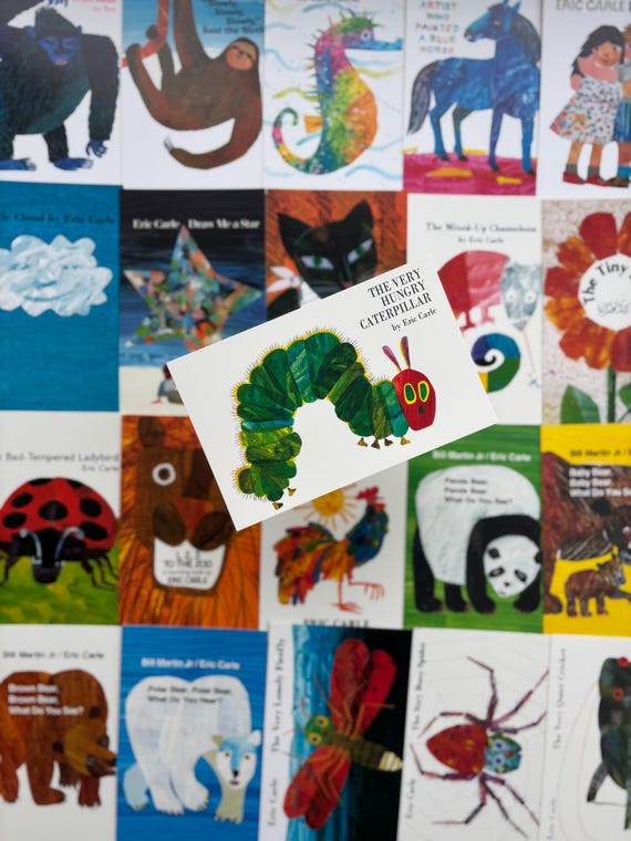 Eric Carle Book Cover Postcards: Children's Literature Animal Art Prints