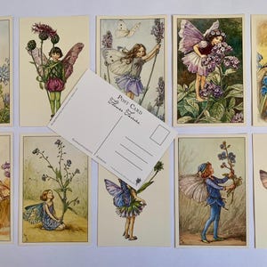 10 x Blumenfeen Postkarten: The Purple Collection| Illustrierte Postkarten von Cicely Mary Barker| Feen Kunst | Wohnkultur | Kunsthandwerk| Sammelalbum