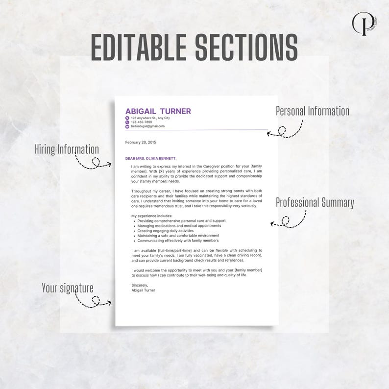 Caregiver Resume Template for Private Home Care | ATS Friendly for HHA ...