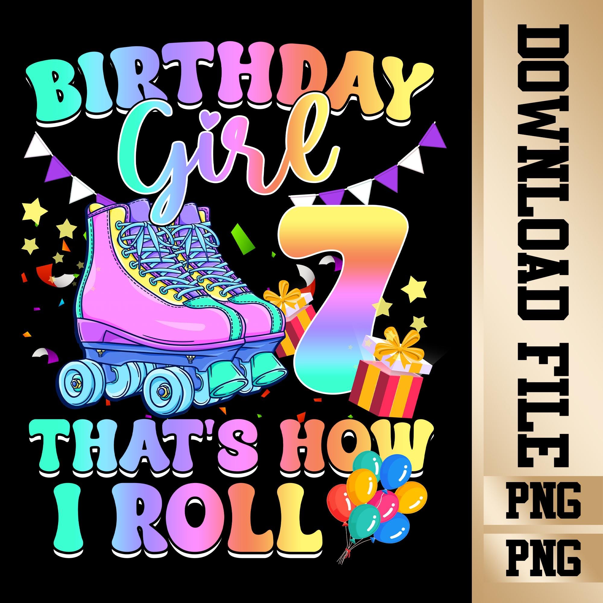 Rollin Into 7 Retro Roller Skating Birthday Shirt | Skate Party Tee for 7-Year-Olds - Roller Skating Theme