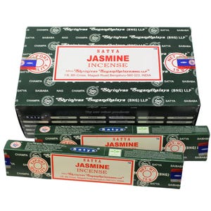 Satya Jasmine Incense Sticks 15 Gram (Pack of 12) Natural Fragrance Perfect for Prayers, Meditation, Yoga, Peace, Positivity