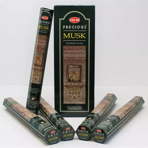 HEM Precious Musk Incense Sticks - (Pack of 6) Long-Lasting, Natural Aroma for Meditation, Relaxation, and positivity