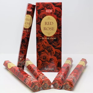 HEM Red Rose Incense Sticks - (Pack of 6) Long-Lasting, Natural Aroma for Meditation, Relaxation, and positivity