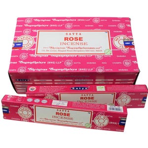 Satya Rose Incense Sticks 15 Gram (Pack of 12) Natural Fragrance Perfect for Prayers, Meditation, Yoga, Peace, Positivity