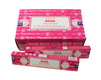 Satya Rose Incense Sticks 15 Gram (Pack of 12) Natural Fragrance Perfect for Prayers, Meditation, Yoga, Peace, Positivity