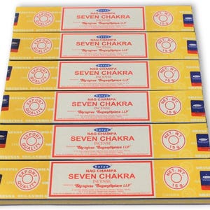 Original Satya Seven Chakra Incense Sticks – HandRolled Fine Quality for Purification, Relaxation & Yoga Meditation – 6 Packs