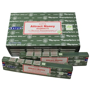 Satya Attract money Incense Sticks 15 Gram (Pack of 12) Natural Fragrance Perfect for Prayers, Meditation, Yoga, Peace, Positivity