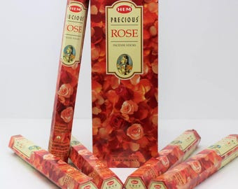 HEM Precious Rose Incense Sticks - (Pack of 6) Long-Lasting, Natural Aroma for Meditation, Relaxation, and positivity