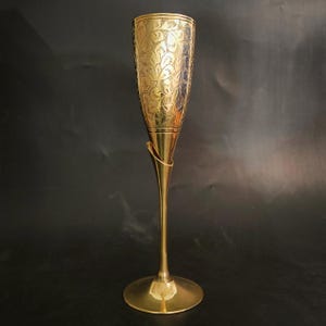 Royal Gold Brass Goblet Hand Engraved Chalice Vintage Floral Etched Cup Wedding Anniversary Gift Barware Religious Decor Collectible