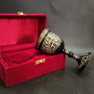Brass Wine Goblet Chalice Handcrafted Unique Engraved Goblet for Wine, Rituals, Special Occasions and Gifting, Vintage-Inspired Design