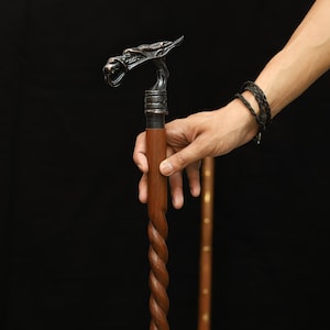 Handcrafted Brass Handle Walking Cane | Solid Wood Walking Stick ...