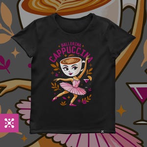Women&#39;s Black Ballerina Cappuccina Shirt - Funny Brainrot Coffee Tee
