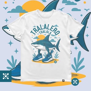 Camiseta blanca Tralalero Tralala Brainrot para hombre: divertida camiseta viral con meme, un regalo desquiciado para él.