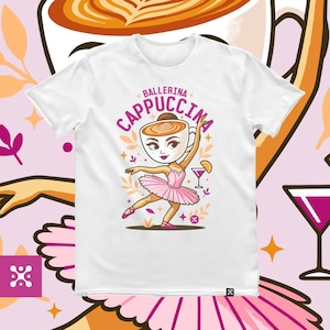 Men&#39;s White Ballerina Cappuccina Brainrot Shirt - Funny Brainrot Meme Tee