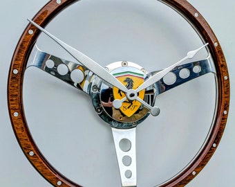 Handmade Classic Car Walnut Steering Wheel Clock