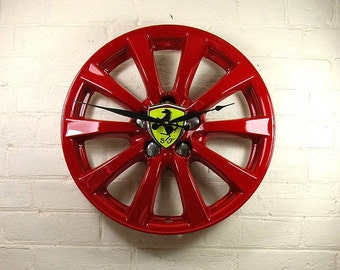 Ferrari themed genuine alloy wheel wall clock