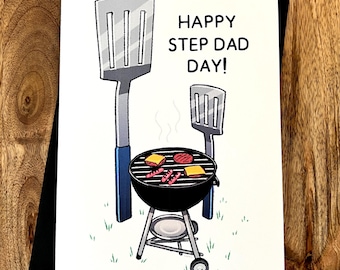 Tarjeta imprimible para el Día del Padre y el Día del Padrastro con diseño de parrilla para barbacoa: Humor de chistes de papá (Descarga digital)