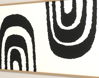 Lámina de arte abstracto en blanco y negro, protector de pantalla con textura de tinta monocromática de ambiente melancólico, descarga digital para Samsung Frame TV