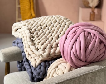 Jumbo Cotton Tube Yarn – Soft Vegan Chunky Yarn for Blankets & Crafts