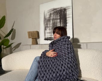 Manta pesada tejida a mano: manta bohemia de algodón grueso