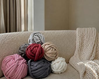 Extra Large Cotton Tube Yarn for Chunky Knits – Vegan Super Bulky DIY Yarn