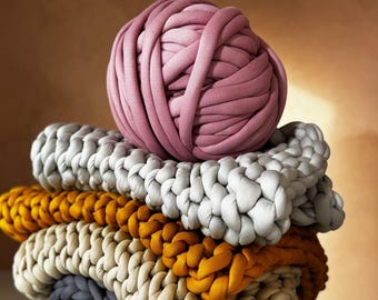 Chunky Cotton Tube Yarn, Super Bulky Arm Knitting Yarn, OEKO-TEX Certified, Soft Polyester Filling