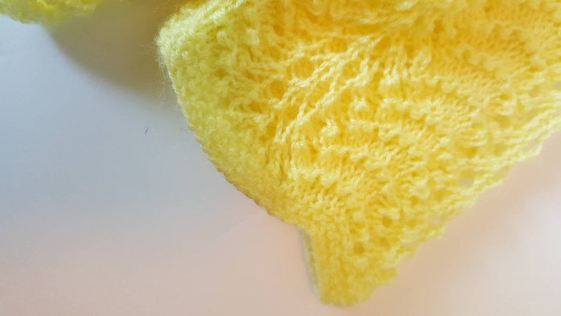 Sweet Hand Knit Yellow Baby Sweater and Booties Set 12-18 mo