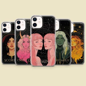 Celestial Phone Case Gemini Zodiac Cover for iPhone 16 Pro Max 15 14 13 12 11 Plus, Samsung S25 Ultra S24 S23 S22 S21 S20, Pixel 9 8A 7A