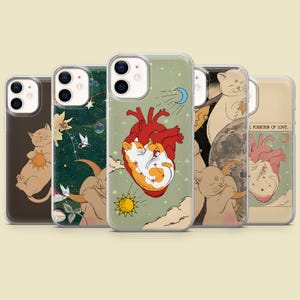 Cute Cat Phone Case Aesthetic Cover for iPhone 16 Pro Max 15 14 13 12 11 Plus, Samsung S25 Ultra S24 S23 S22 S21 S20, Pixel 9 8A 7A