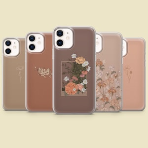 Custodia per telefono con fiori carini e minimalista per iPhone 16 Pro Max 15 14 13 12 11 Plus, Samsung S25 Ultra S24 S23 S22 S21 S20, Pixel 9 8A 7A