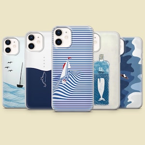 Custodia per telefono a vela blu navy Sea Life Cover per iPhone 16 Pro Max 15 14 13 12 11 Plus, Samsung S25 Ultra S24 S23 S22 S21 S20, Pixel 9 8A