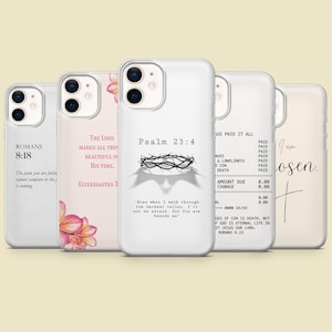 Christian Phone Case Jesus Bible Verse Cover for iPhone 16, 15, 14, 13, 12, Samsung S25Ultra, S24, S23FE, S22, A16, A55, A25, Pixel 9Pro, 8A