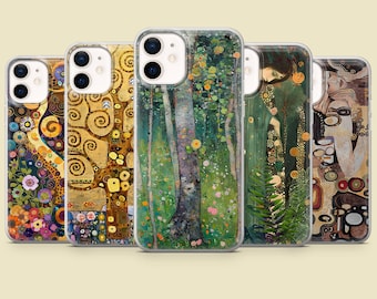 Gustav Klimt Art Phone Case The Kiss Painting Cover for iPhone 16 15 14 13 12 11, Samsung S25 S24 S23, Pixel 9 8A 7A