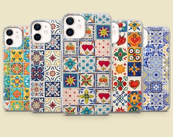 Mosaic Tile Phone Case Mediterranean Pattern Cover for iPhone 16 15 14 13 12 11, Samsung S25 S24 S23, Pixel 9 8A 7A