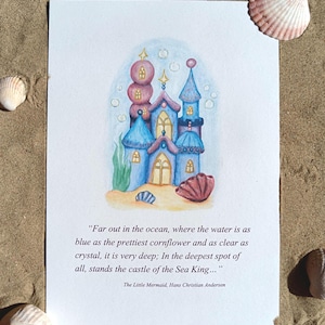 Fairytale Castle A5 - Little Mermaid Underwater Kingdom Art Print